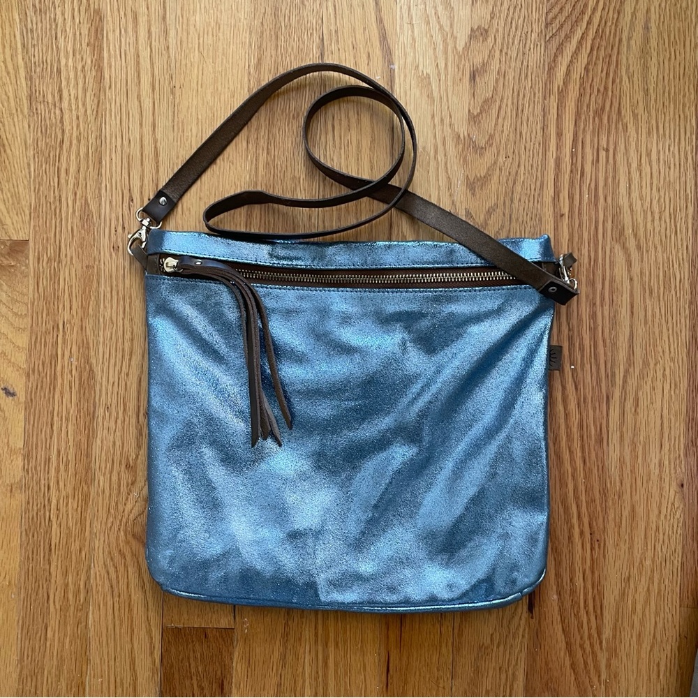 Head Regal Blue Metallic Leather Bag